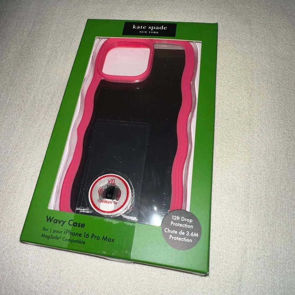 Kate Spade New York IPhone 16 Pro Max Phone Case Hot Pink Wavy Mirror NWT